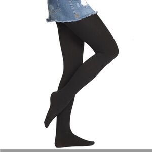 Fuzzy black warm fleece lined leggings with feet